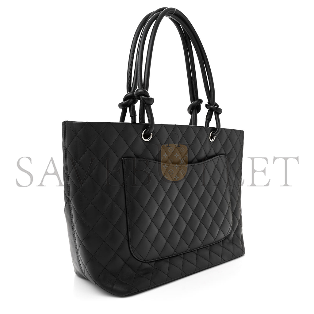 CHANEL MASTER CALFSKIN QUILTED LARGE CAMBON TOTE BLACK (30*25*15cm)